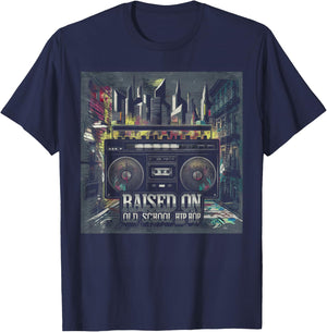 RAISED ON OLD SCHOOL Graffiti Rap HIP HOP Cassette T-Shirt - T-Shirt | Navy
