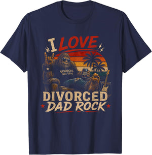 I Love Divorced Dad Rock Funny Retro Classic Rock Music T-Shirt - T-Shirt | Navy