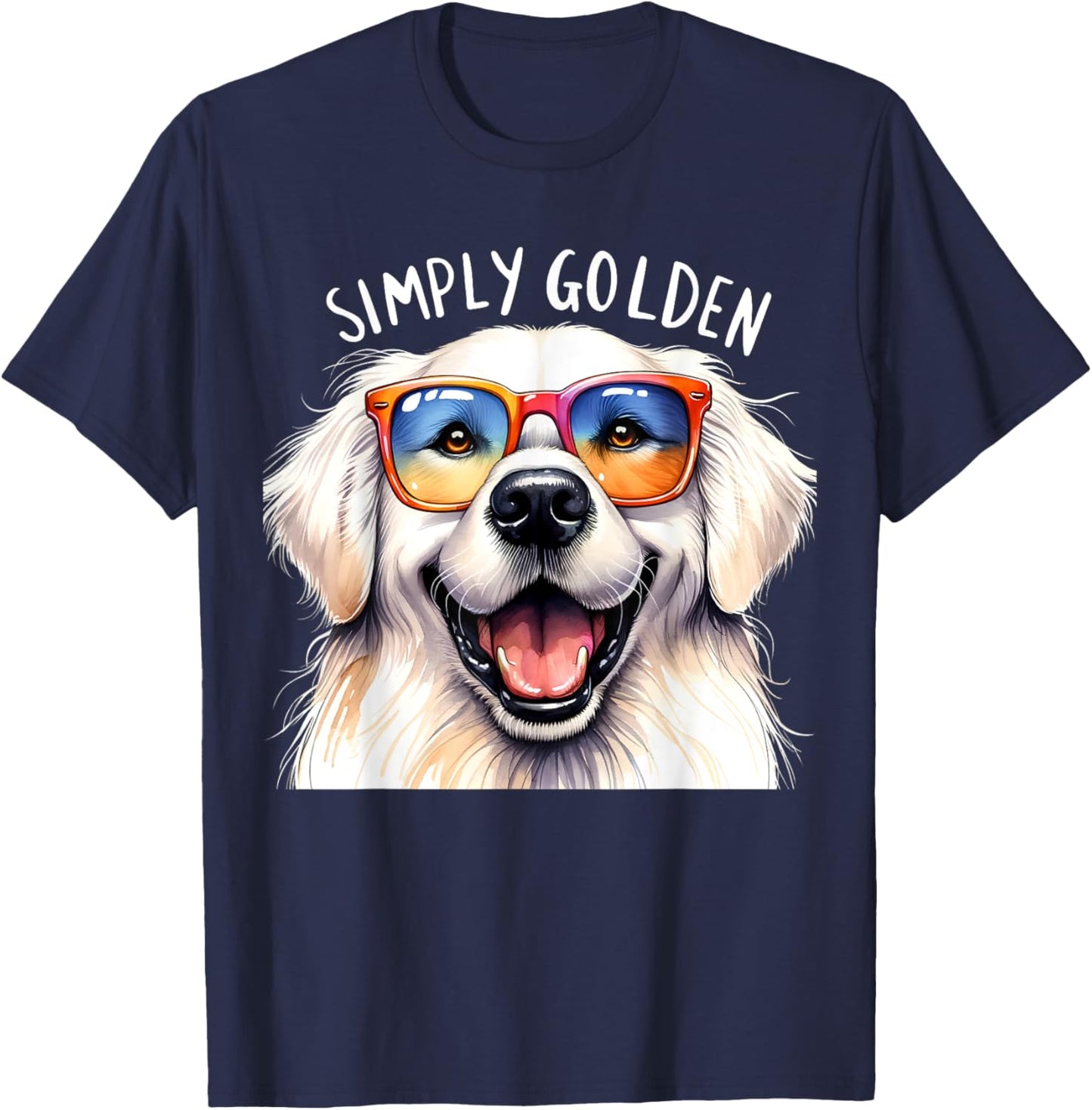 White English Cream Golden Retriever Cute Dog Simply Golden Men Women Girls Kids T-Shirt - T-Shirt | Navy