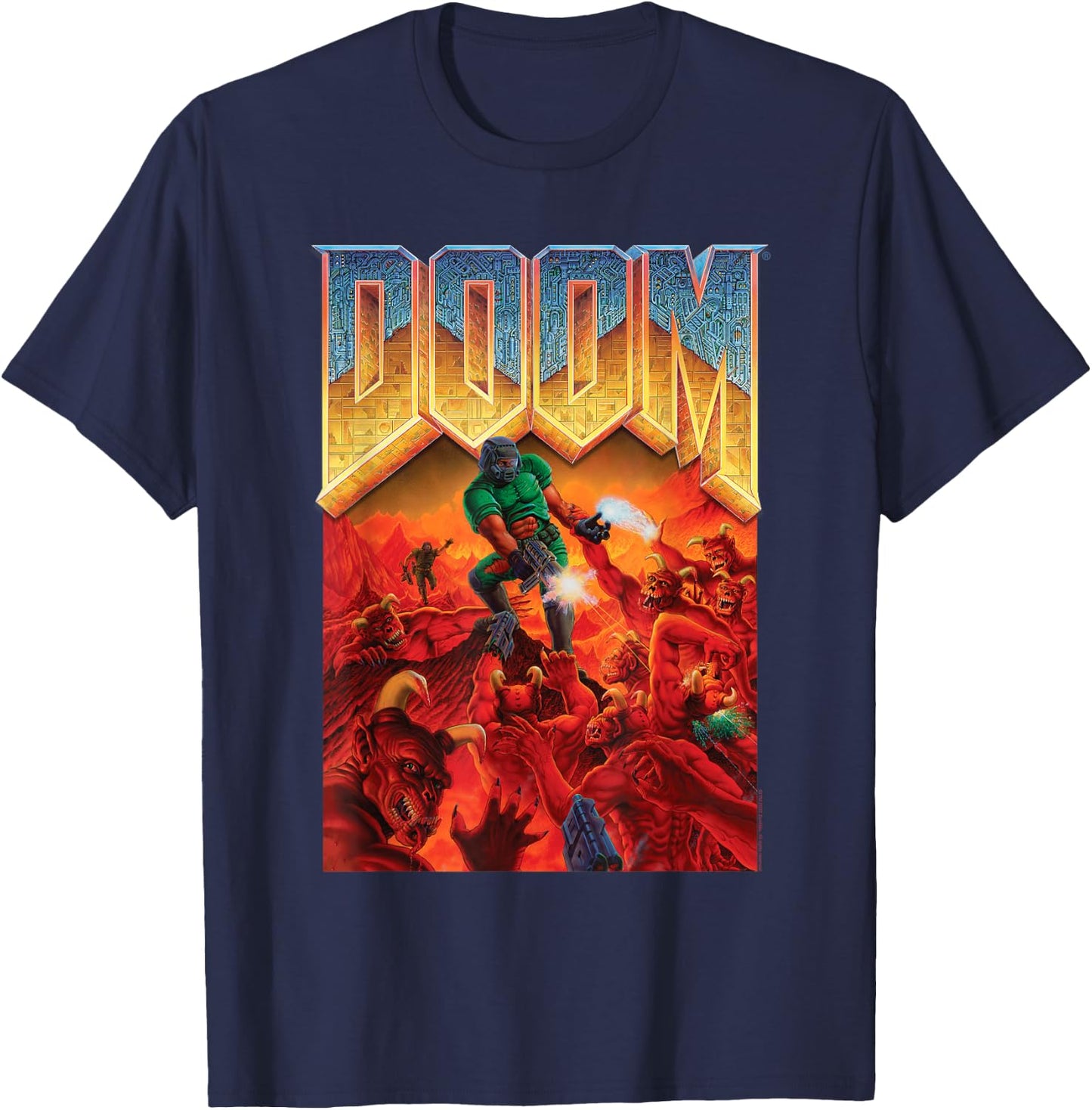 Ripple Junction x DOOM 1993 Video Game Cover Art , black T-Shirt - T-Shirt | Navy