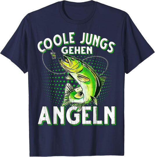 Cool Boys Going Fishing Fishing Fishing , black, s T-Shirt - T-Shirt | Navy