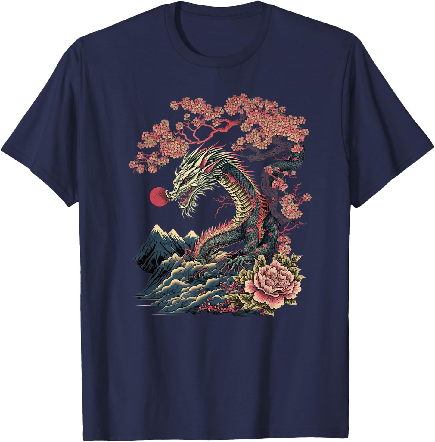 Japanese Aesthetic Dragon japanese art Japan Tattoo T-Shirt - T-Shirt | Navy