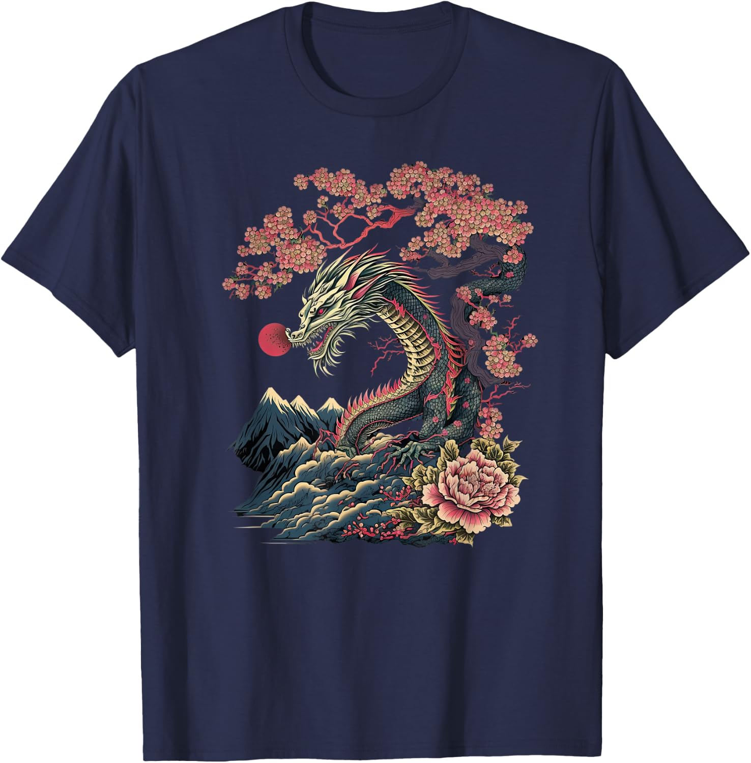 Japanese Aesthetic Dragon japanese art Japan Tattoo T-Shirt - T-Shirt | Navy