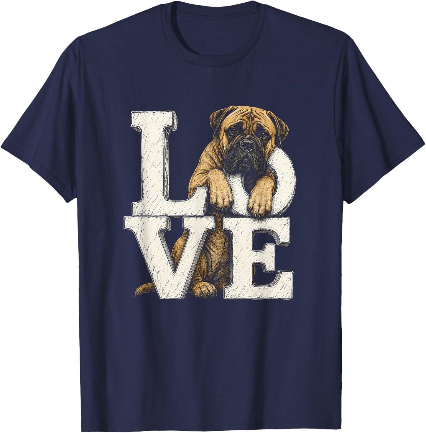 Bullmastiff Love Artwork Design T-Shirt - T-Shirt | Navy