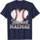 Softball Baseball Maemae Heart Leopard Print Mother's Day T-Shirt - T-Shirt | Navy