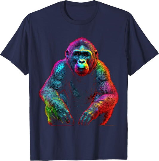 Monkey Colourful Art Animal Creative Animal Motif Monkey T-Shirt - T-Shirt | Navy