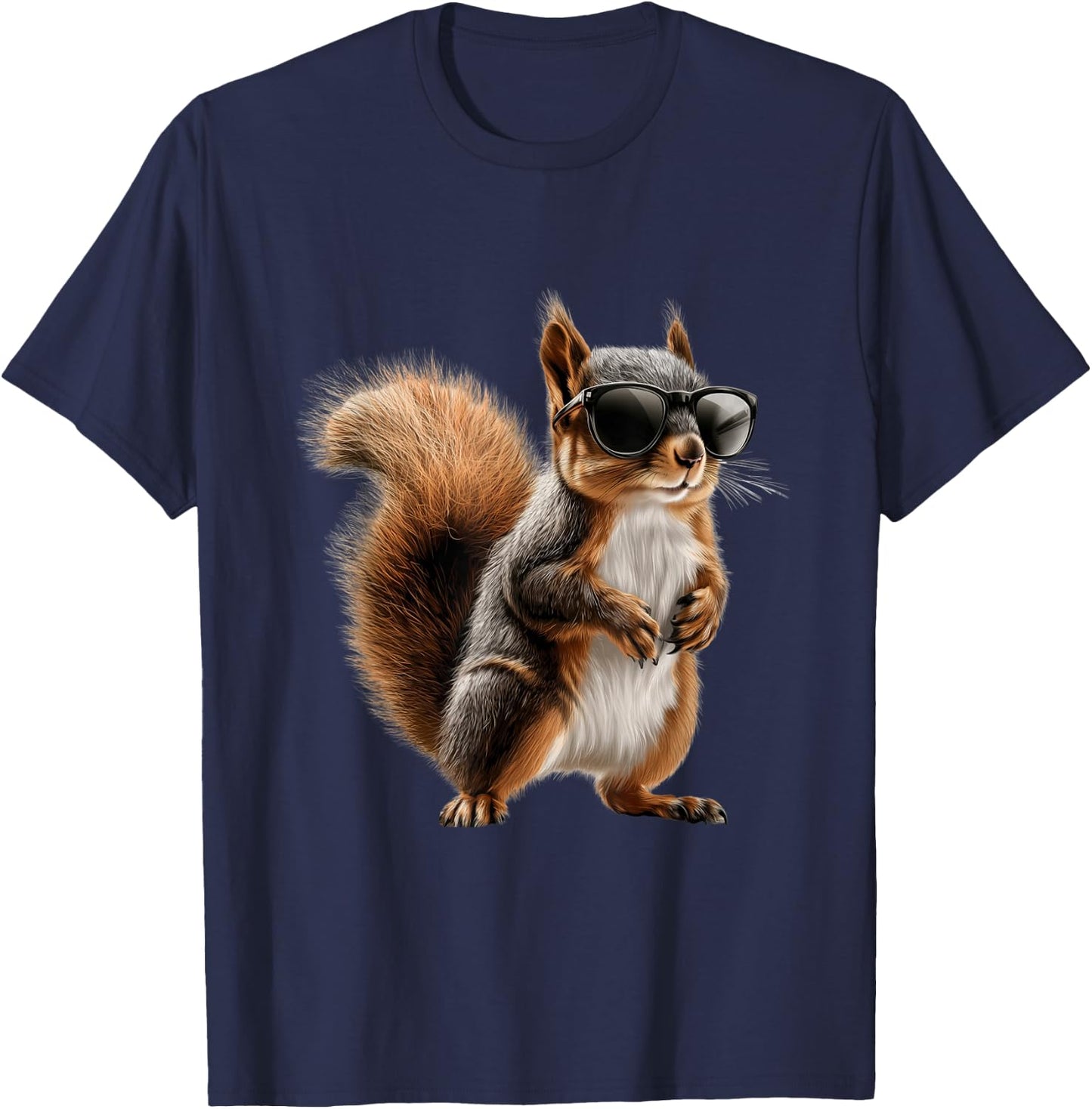 Se Eichhrnchen Motive fr Tierliebhaber - Adult Black Small Classic Cartoon Squirrel Motif with Sunglasses T-Shirt - T-Shirt | Navy
