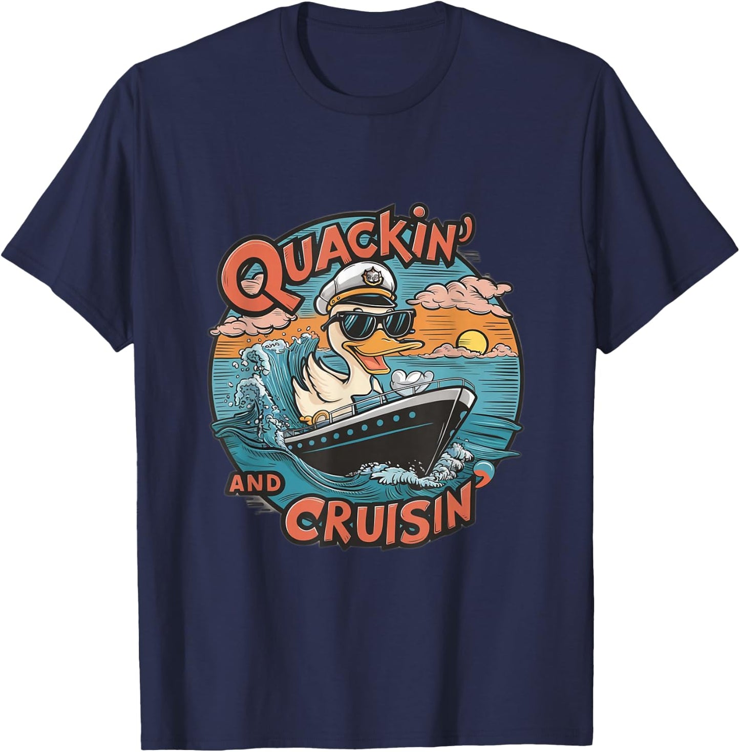 Funny Duck Hunting Hiding, cruise duck hunter, cruise ship T-Shirt - T-Shirt | Navy