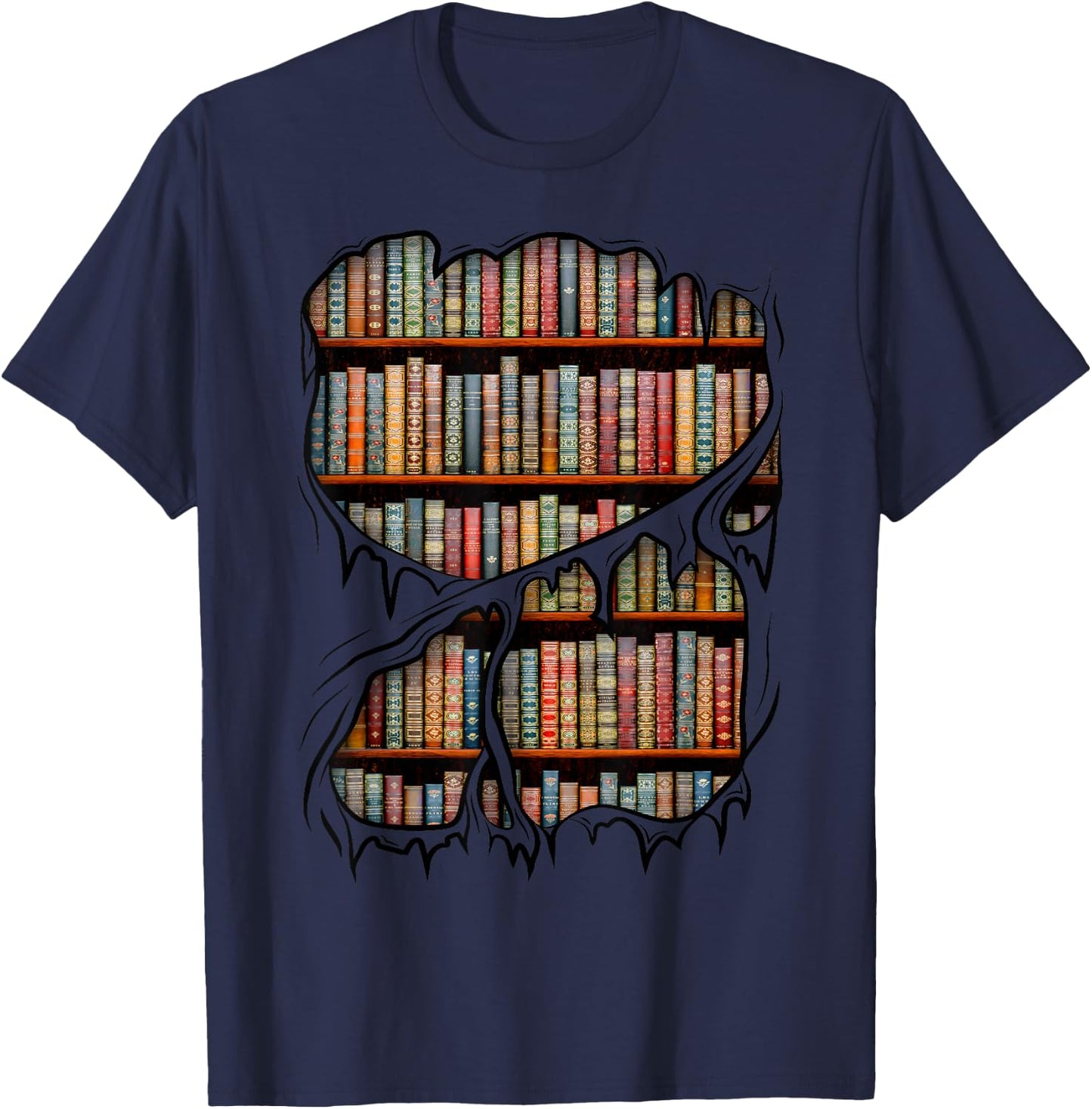 Bookcase Library Books Indoor Library Halloween Costume , gray, s T-Shirt - T-Shirt | Navy