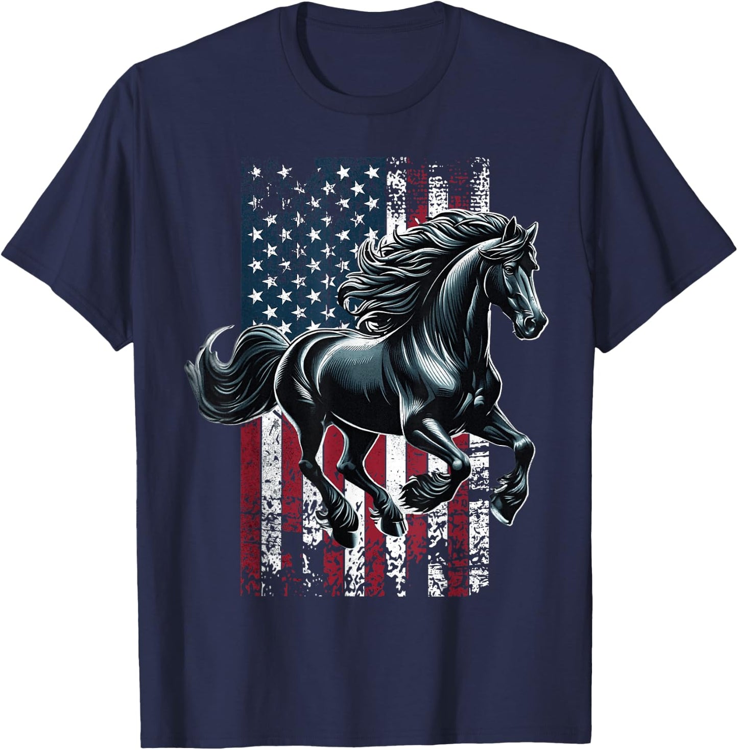 American Friesian Horse US Friesian Horse T-Shirt - T-Shirt | Navy