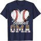 Softball Baseball Oma Heart Leopard Print Mother's Day T-Shirt - T-Shirt | Navy