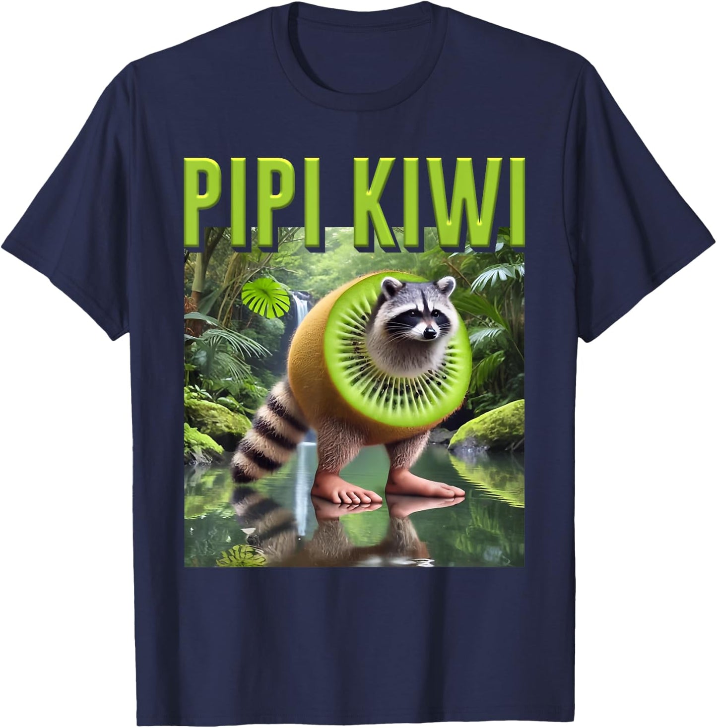 Pipi Kiwi Raccoon AI Monster Italian Brainrot Boy Meme Joke T-Shirt - T-Shirt | Navy