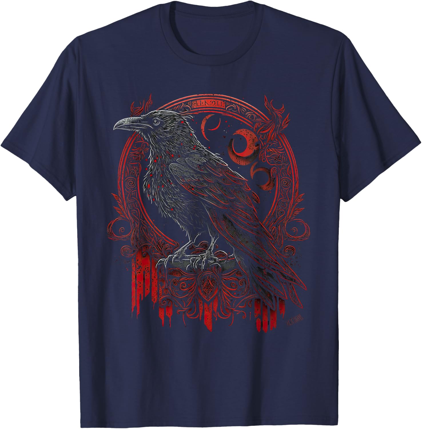 Odin's Raven Viking Norse Runes Nordmann Mythology T-Shirt - T-Shirt | Navy