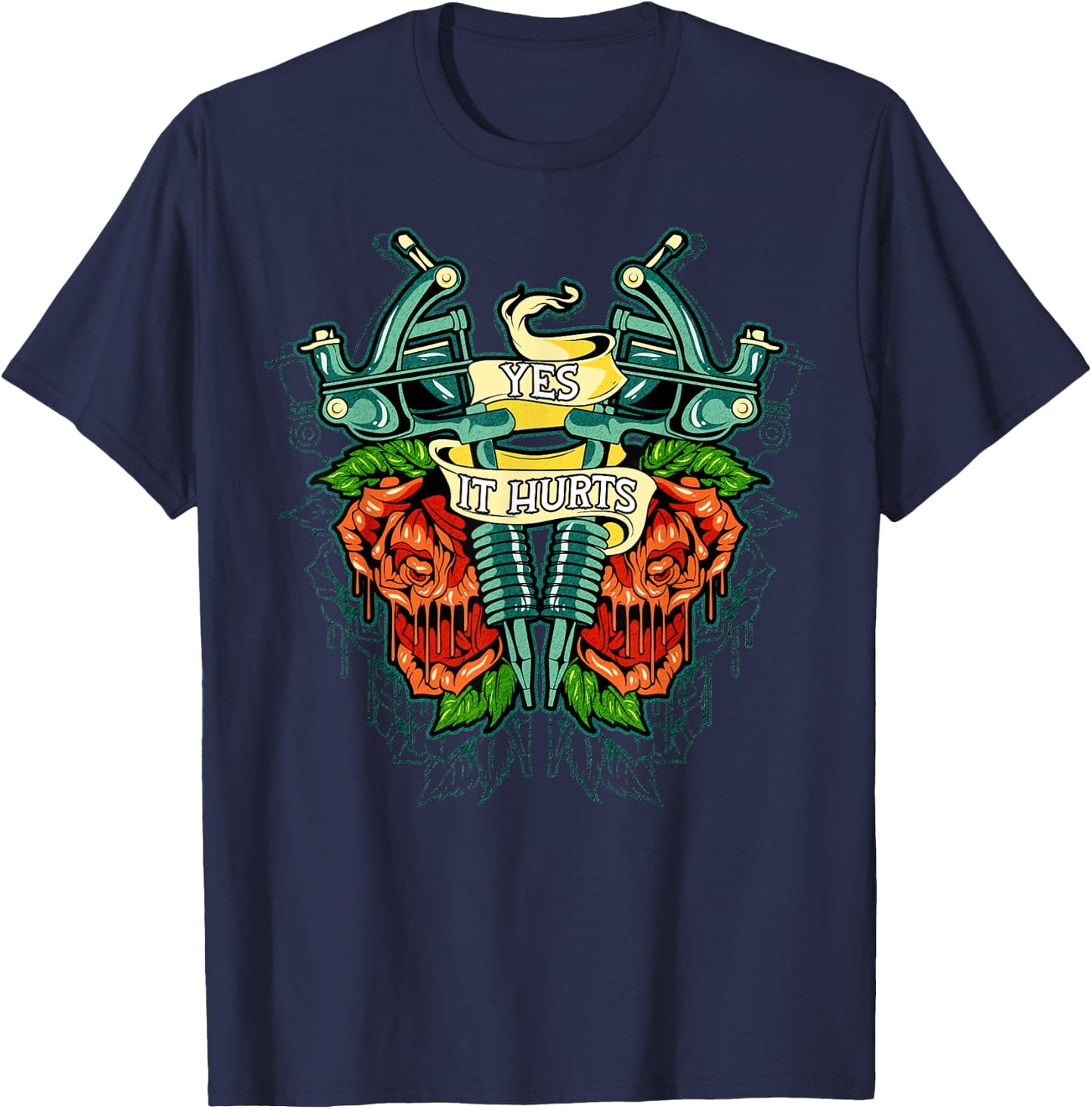 Yes It Hurts Vintage Old Style Tattoo design T-Shirt - T-Shirt | Navy