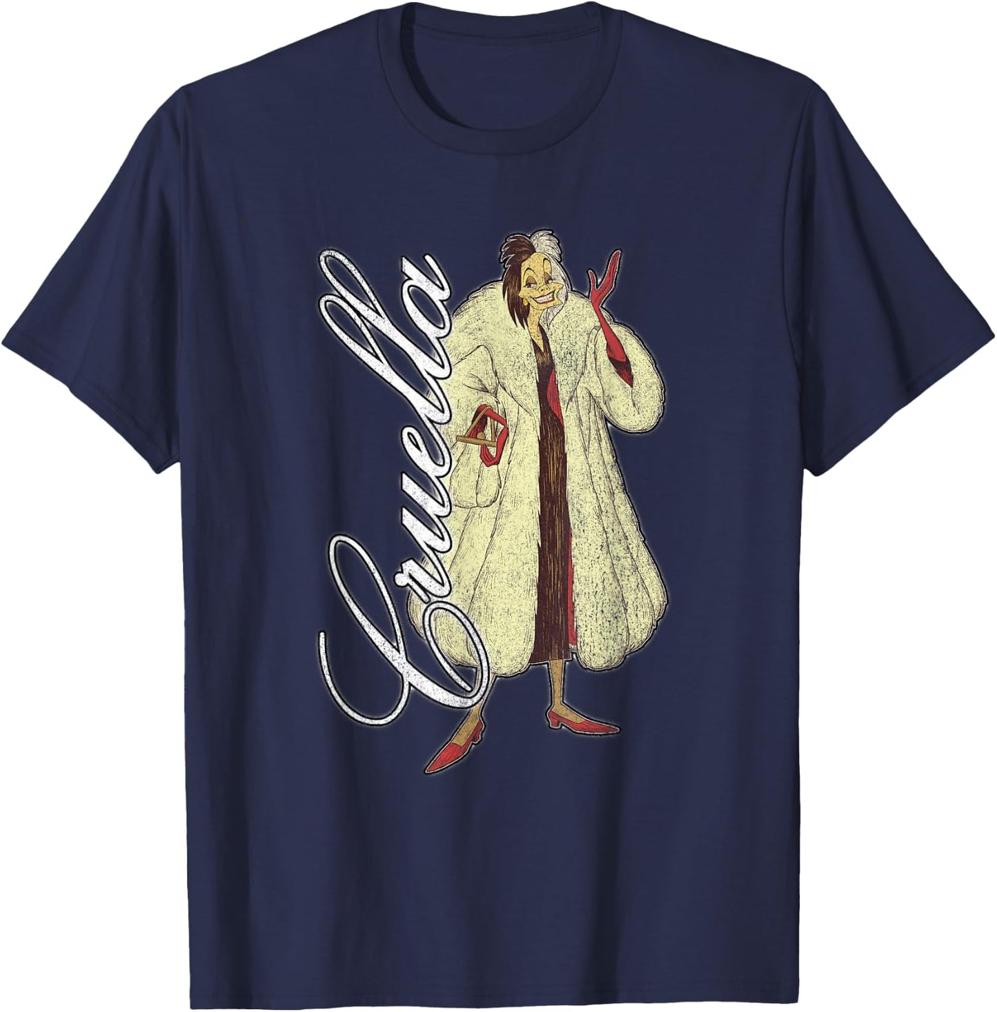 Disney 101 Dalmatians Cruella Distressed T-Shirt - T-Shirt | Navy