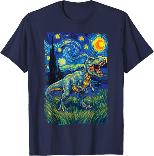 T-Rex Starry Night T-Shirt - T-Shirt | Navy