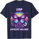 Women's Stop Domestic Violence Purple Retro Rainbow Flowers T-Shirt - T-Shirt | Navy