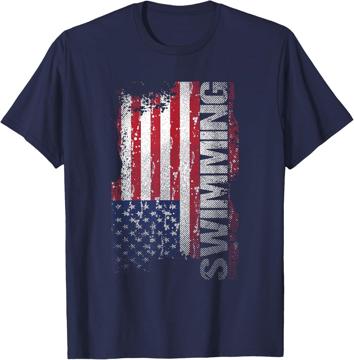 USA Flag Swimming T-Shirt - T-Shirt | Navy