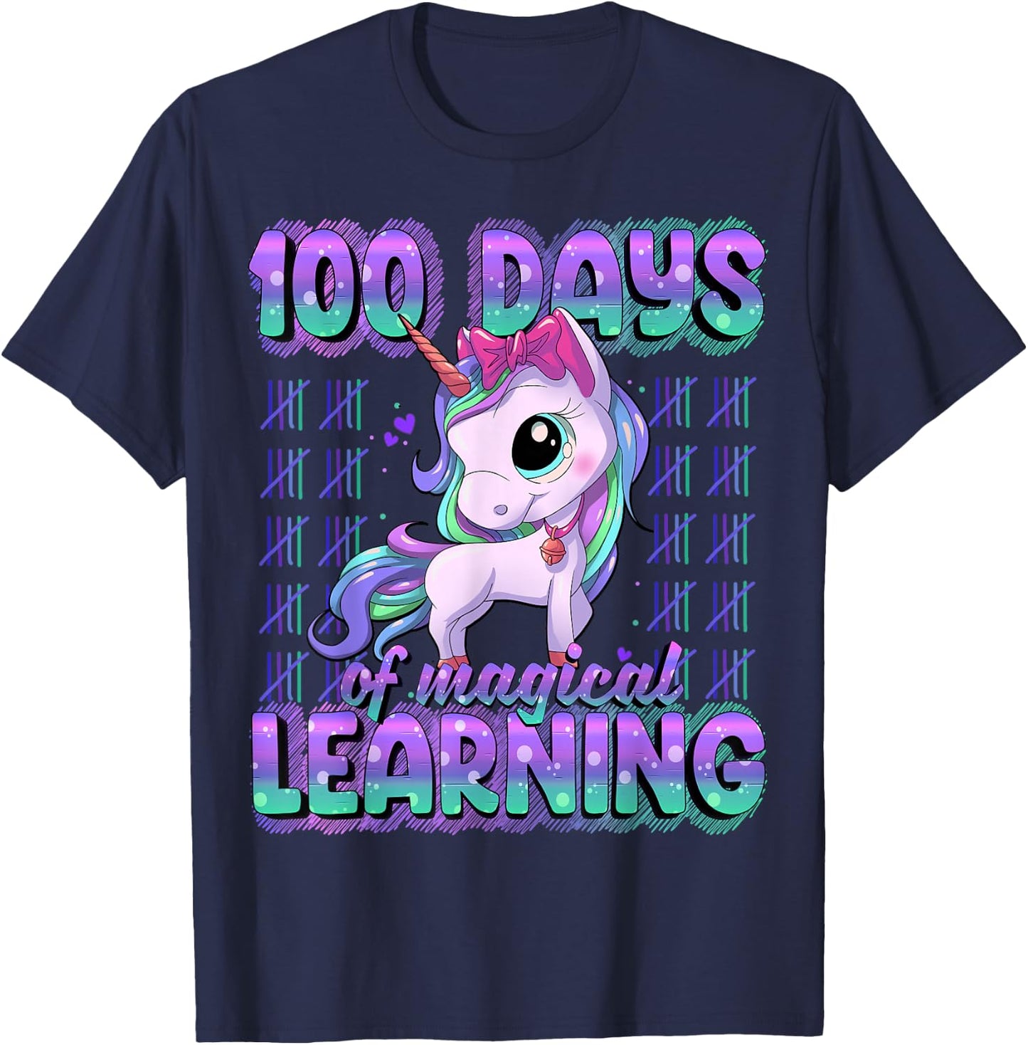 100 Days Of School Shirt Unicorn 100 Days Smarter 100th Day T-Shirt - T-Shirt | Navy