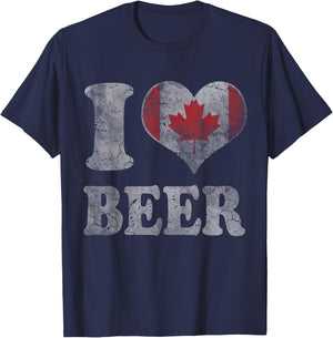 Canada Beer Canadian Flag Shirt Gift T-Shirt - T-Shirt | Navy