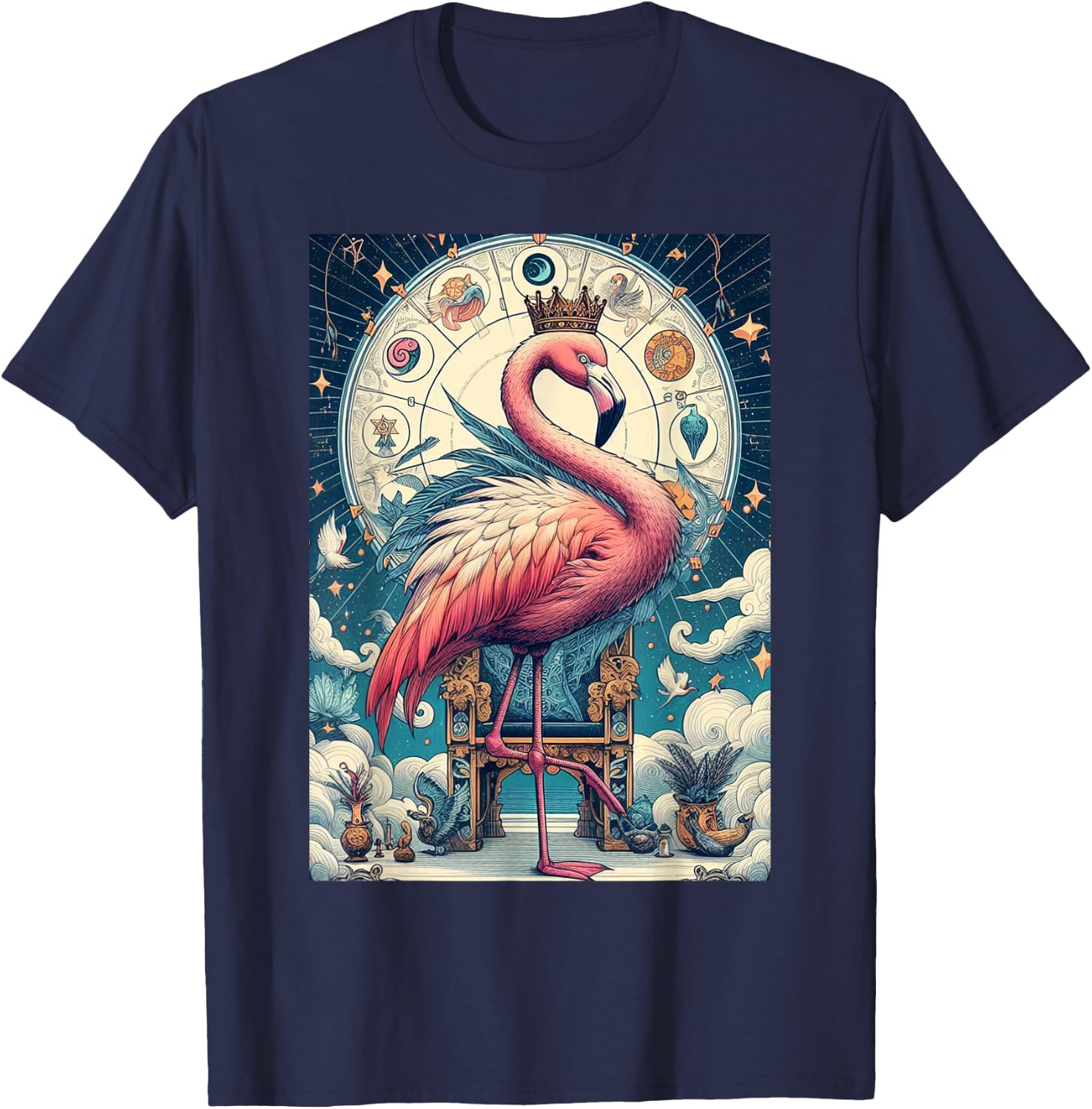 Flamingo tarot card T-Shirt - T-Shirt | Navy