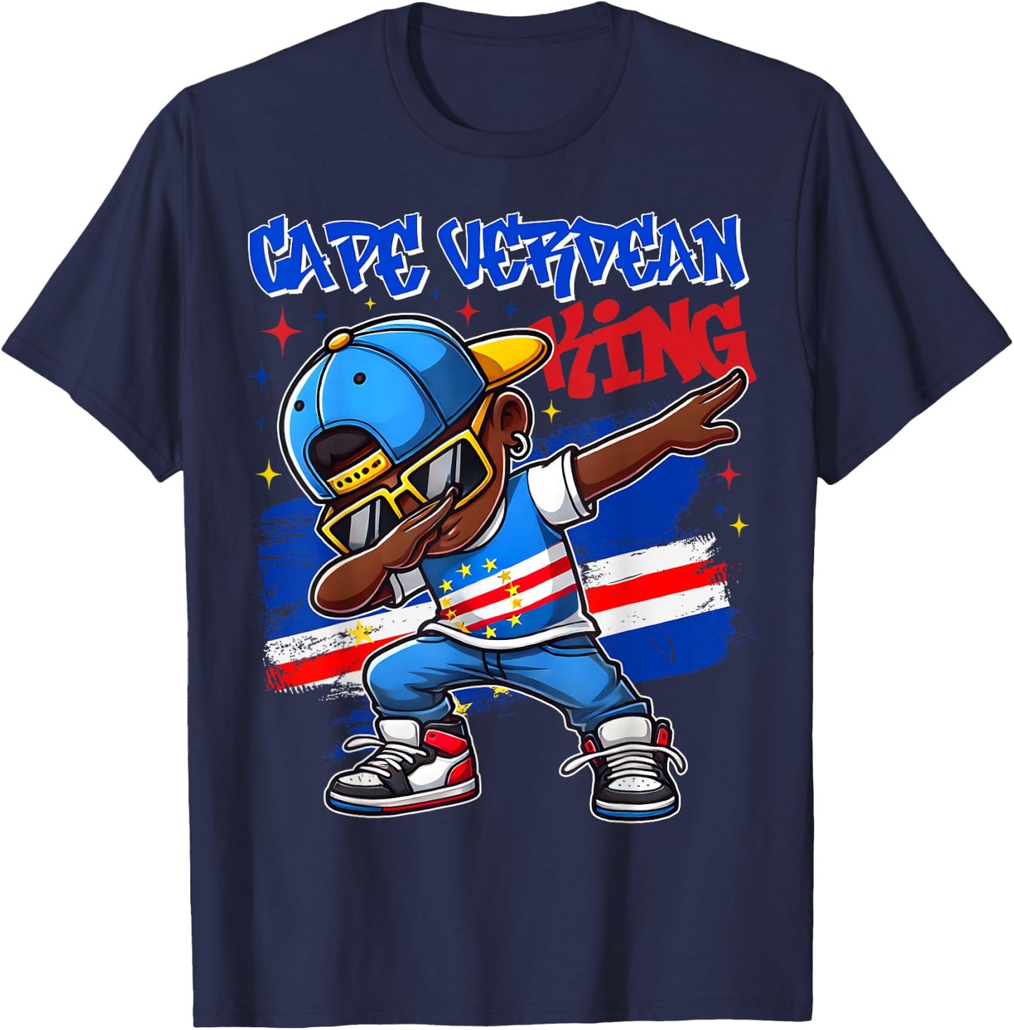King of Cape Verde dabbing Cape Verde Flag Children's Pride , Black, S T-Shirt - T-Shirt | Navy
