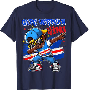 King of Cape Verde dabbing Cape Verde Flag Children's Pride , Black, S T-Shirt - T-Shirt | Navy