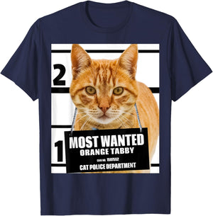 Most Wanted Orange Tabby Cat - Feline Shirts T-Shirt - T-Shirt | Navy