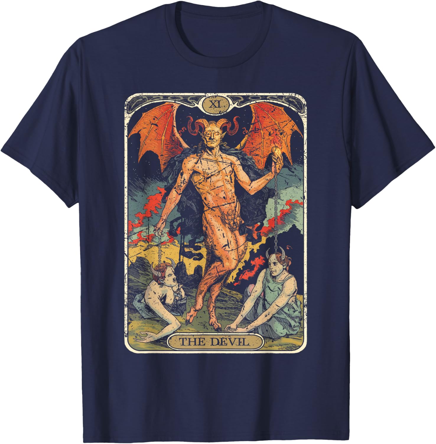 Tarot Card Vintage Devil T-Shirt - T-Shirt | Navy