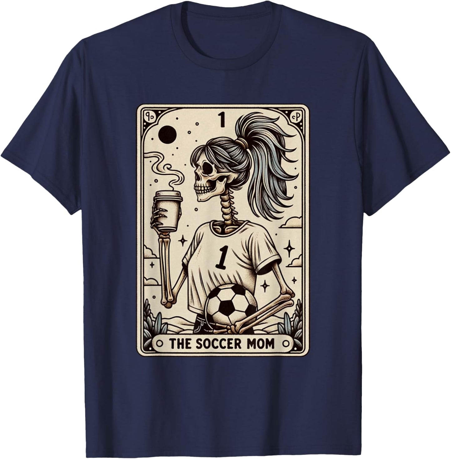 Carte de tarot de football pour maman, vintage, Halloween, Soccer Mama T-Shirt - T-Shirt | Navy