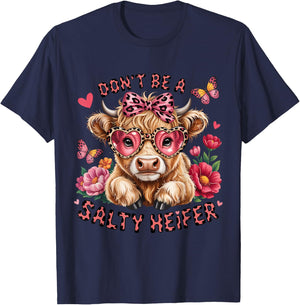 Don't Be A Salty Heifer Cow Lover Funny Highland Cow T-Shirt - T-Shirt | Navy