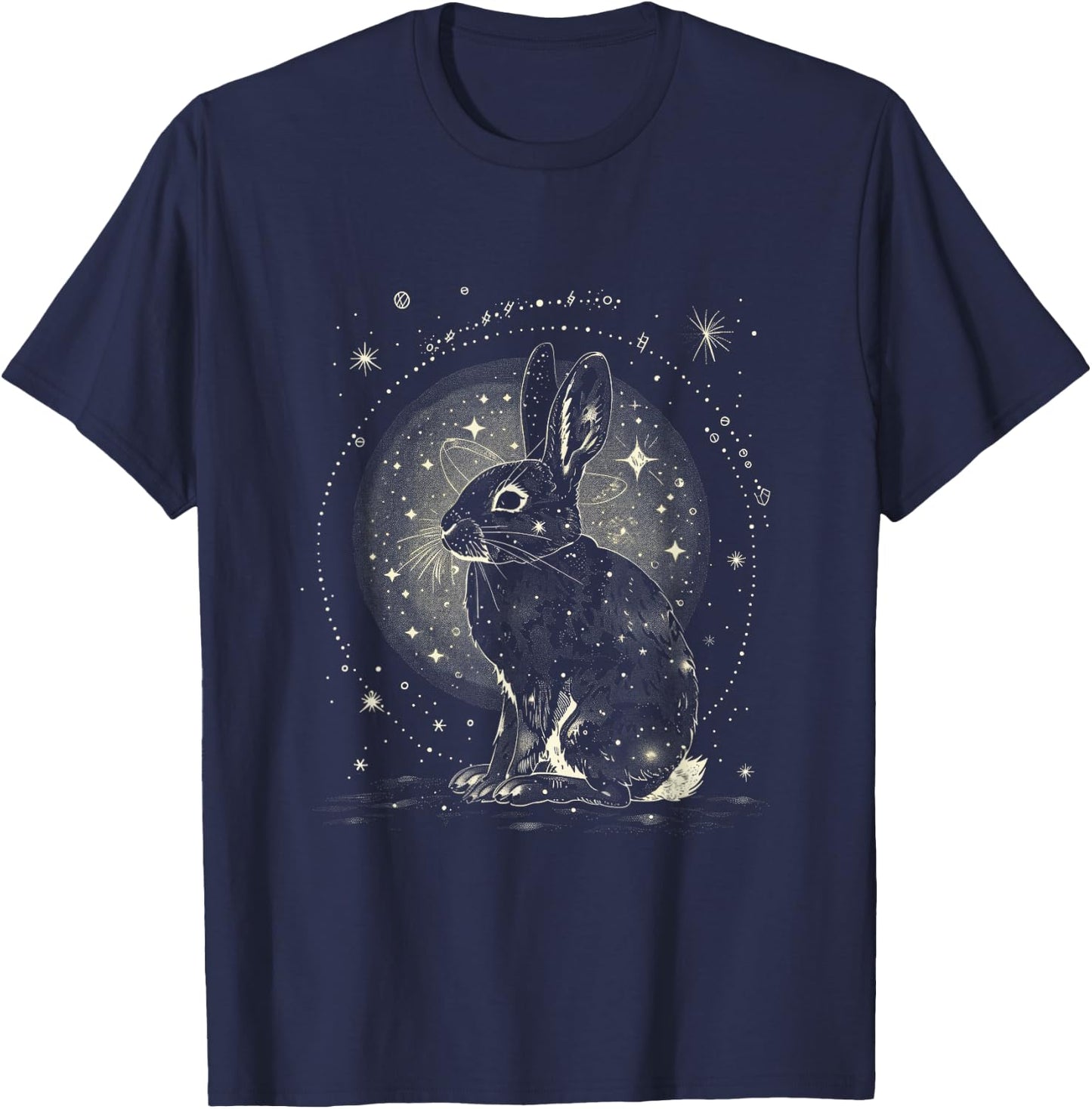 Moonlit Bunny Moon Rabbit Night Sky Galaxy Space T-Shirt - T-Shirt | Navy