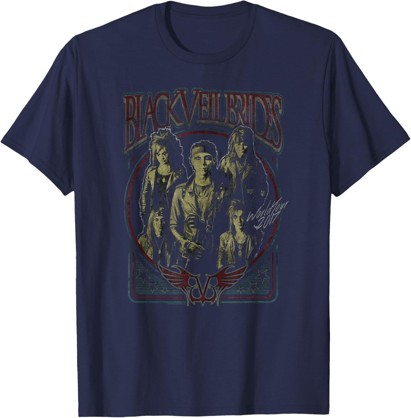 Offizielles Black Veil Brides Vintage World Tour 2017 Band T-Shirt - T-Shirt | Navy