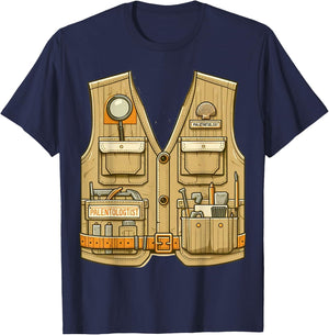 Adult Kids Halloween Paleontologist Dinosaur Hunter Costume T-Shirt - T-Shirt | Navy