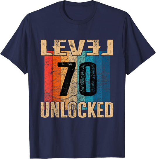 70. Geburtstag Level Unlocked Vintage Retro T-Shirt - T-Shirt | Navy
