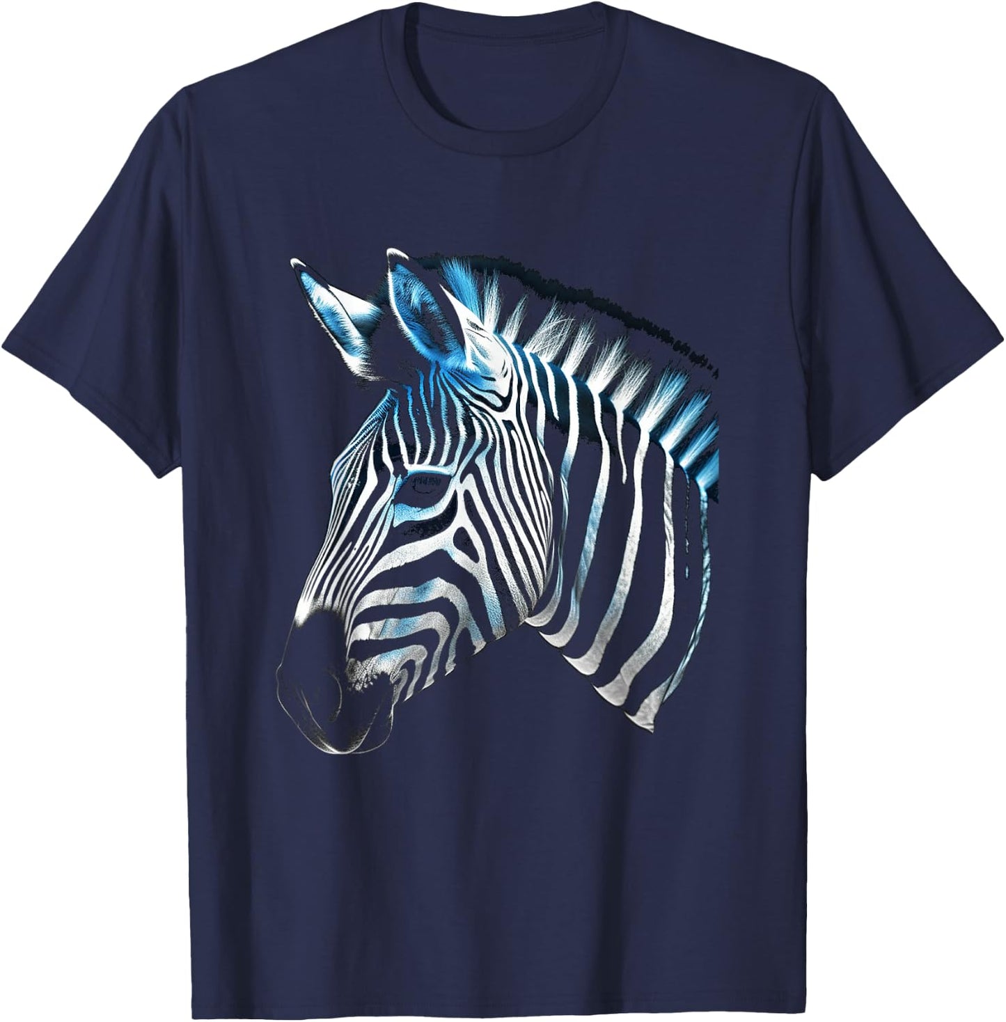 Zebra Lover Artwork | Animal Motif Zebra T-Shirt - T-Shirt | Navy