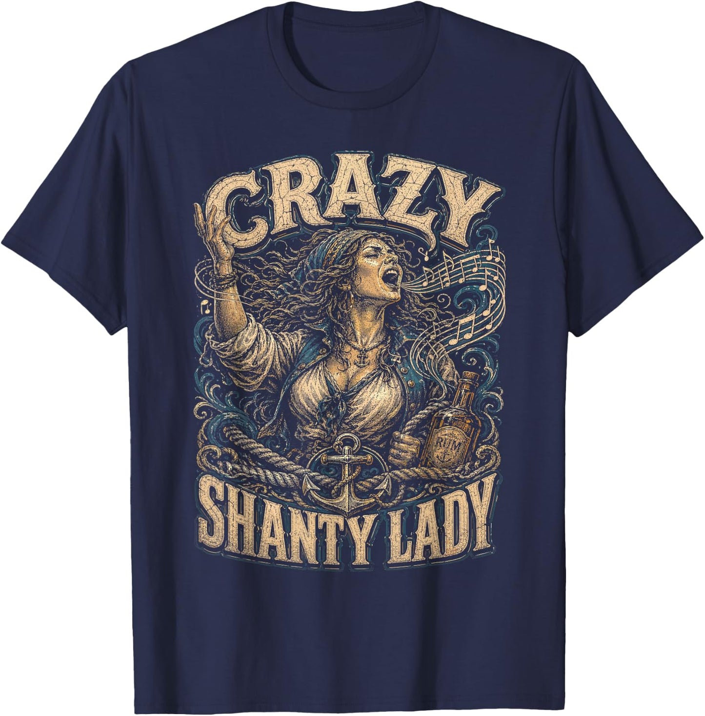 Sailors Sea Shanty Crazy Shanty Lady T-Shirt - T-Shirt | Navy