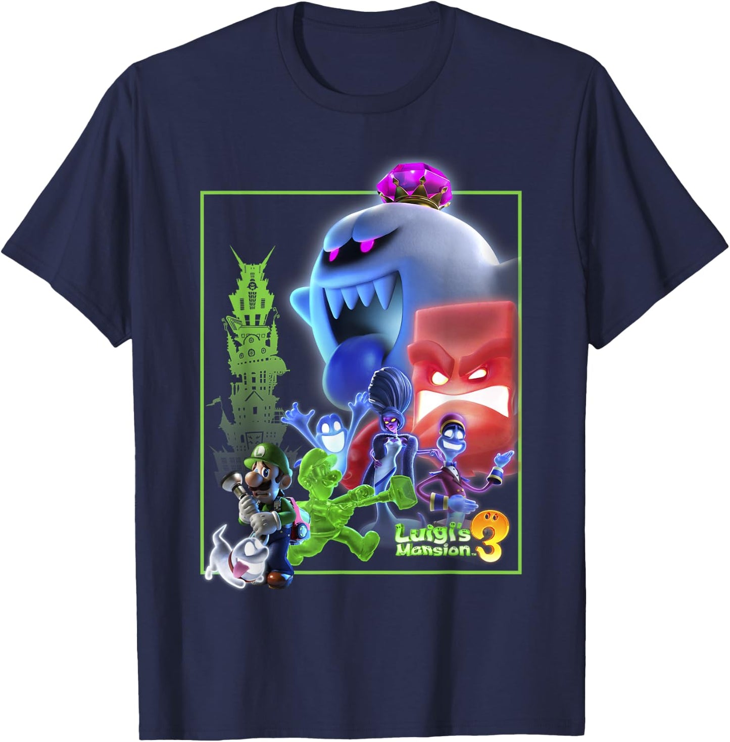 Luigi's Mansion 3 Collage Poster T-Shirt - T-Shirt | Navy