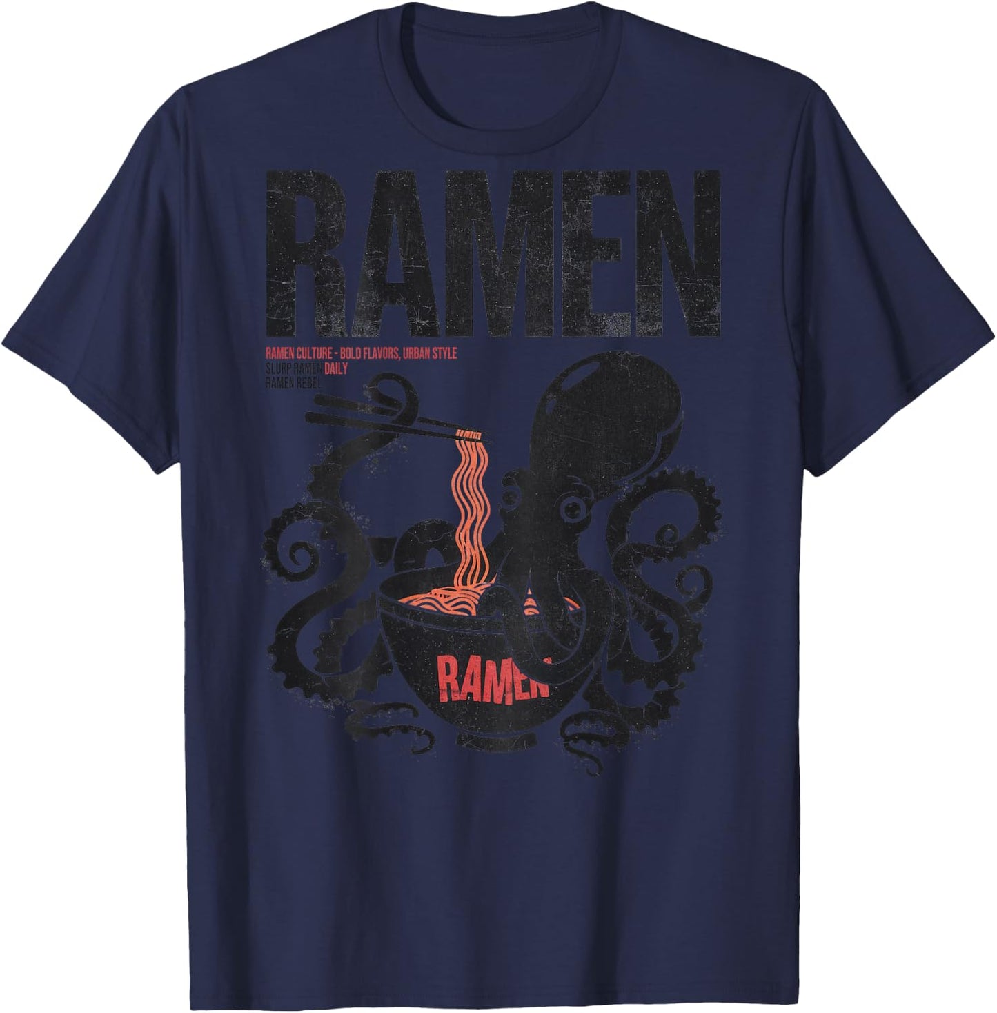Ramen Anime Manga Kawaii Otaku Fashion Backprint Streetwear , gray T-Shirt - T-Shirt | Navy
