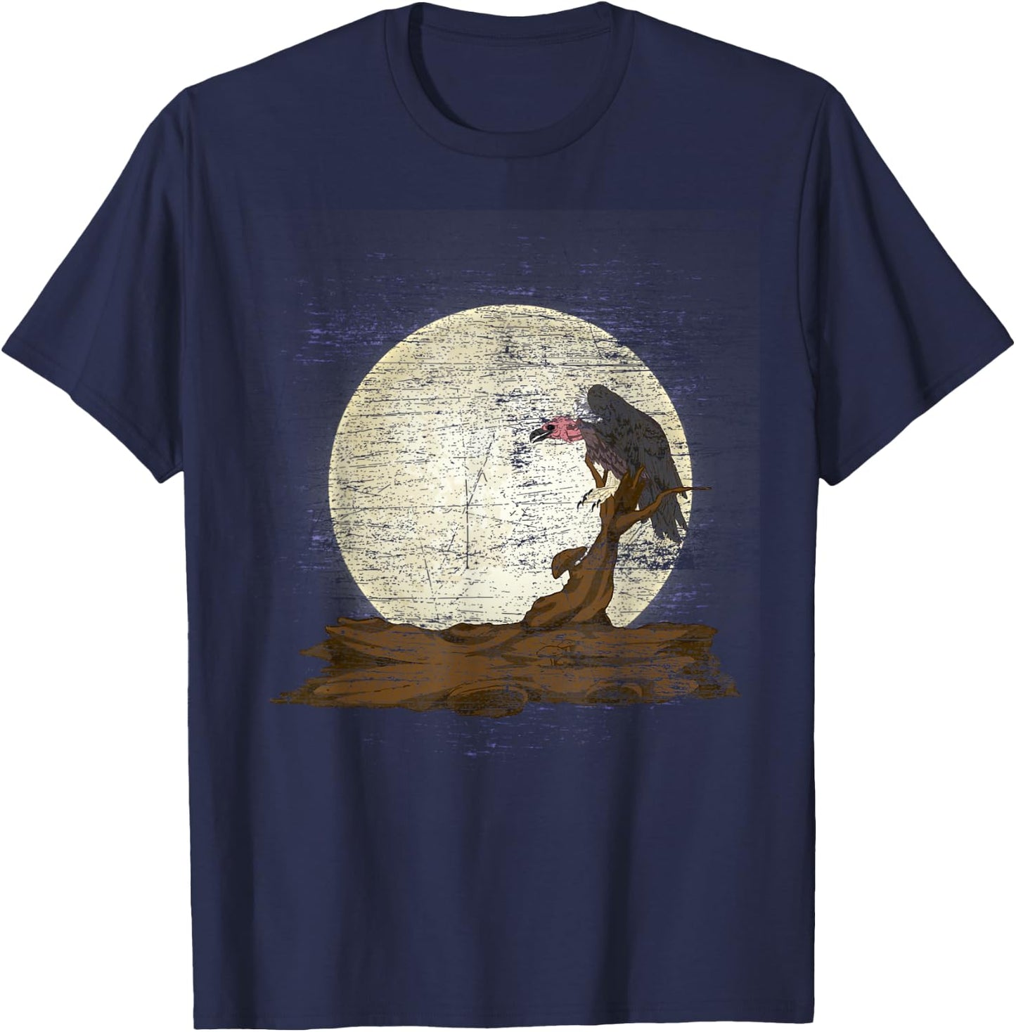 Scavenger Bird Moonlight Full Moon Turkey Vulture Vulture T-Shirt - T-Shirt | Navy