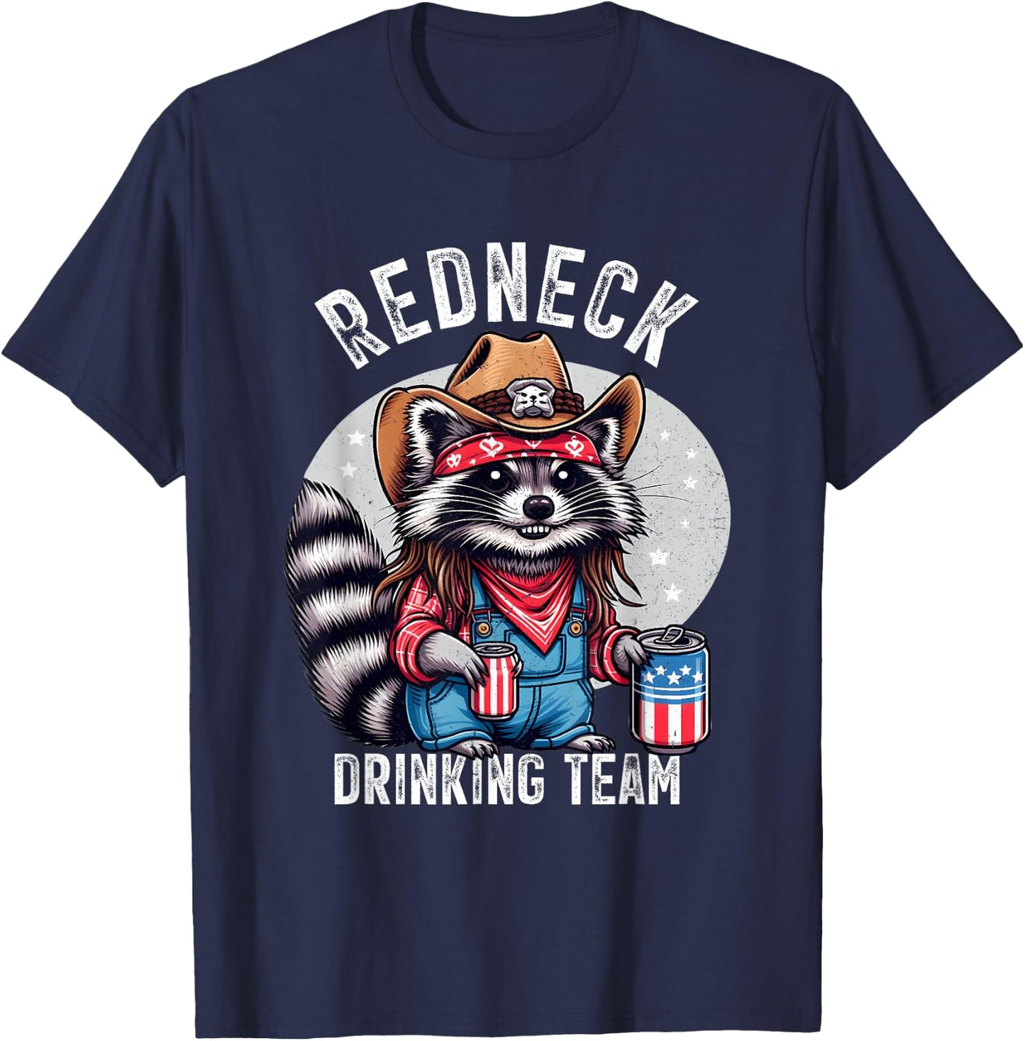 Redneck Hillbilly Raccoon White Party Costume, Black, S T-Shirt - T-Shirt | Navy