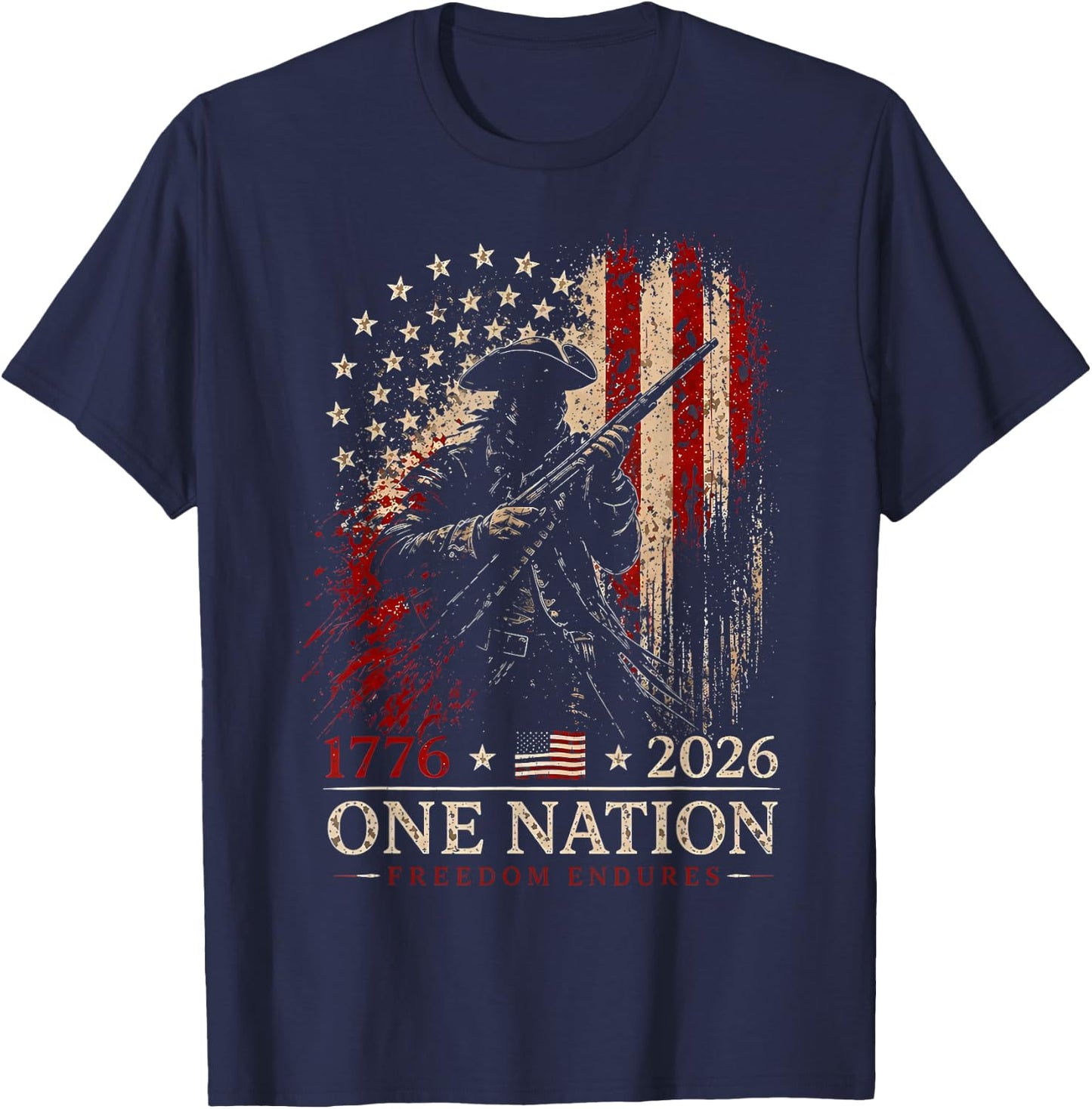 1776-2026 Patriotic Soldier 250th Anniversary 4th July T-Shirt - T-Shirt | Navy