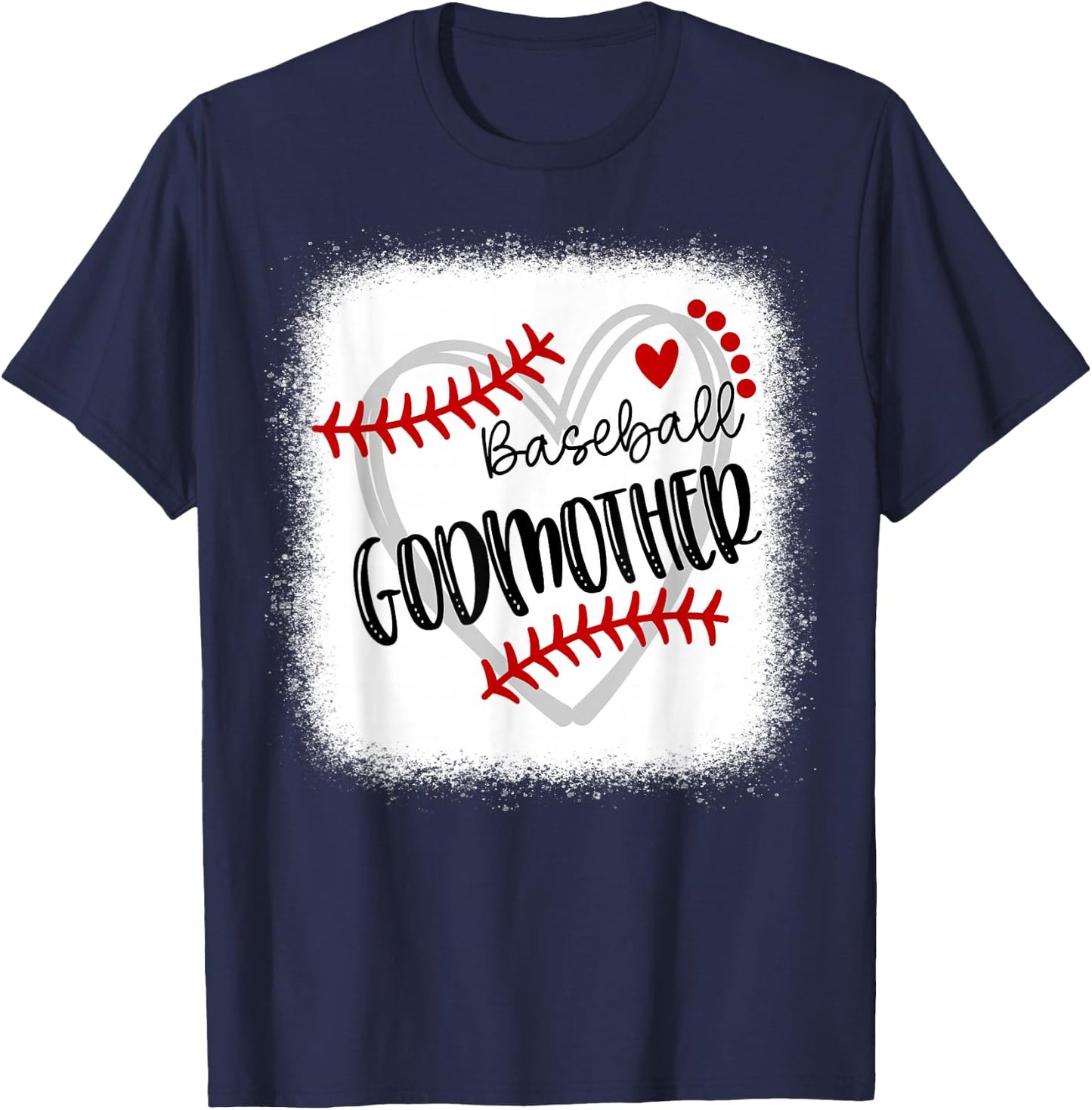 Personalized Baseball Heart Cute Godmother Women T-Shirt - T-Shirt | Navy