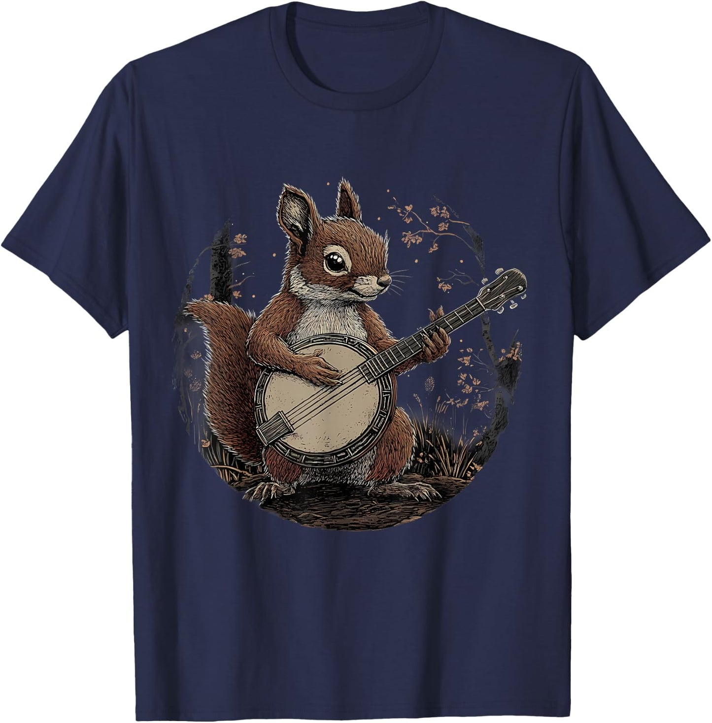 Banjo Squirrel Bluegrass Banjo Player Squirrel Playing Banjo T-Shirt - T-Shirt | Navy