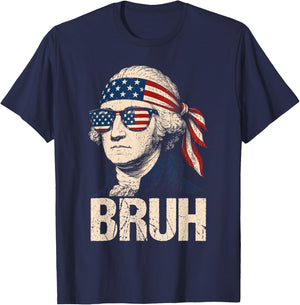 Bruh 4th of July George Washington American Patriotic Kids T-Shirt - T-Shirt | Navy