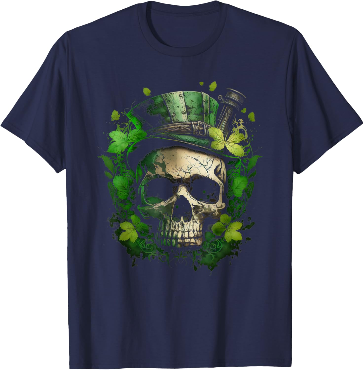 Irish Dark Luck St Patricks Day Skull T-Shirt - T-Shirt | Navy