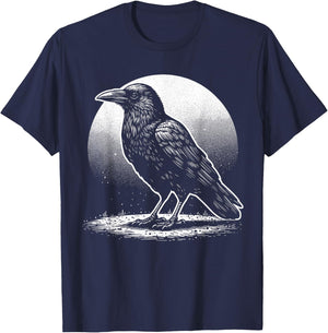 Beautiful Black Crow Raven Bird T-Shirt - T-Shirt | Navy