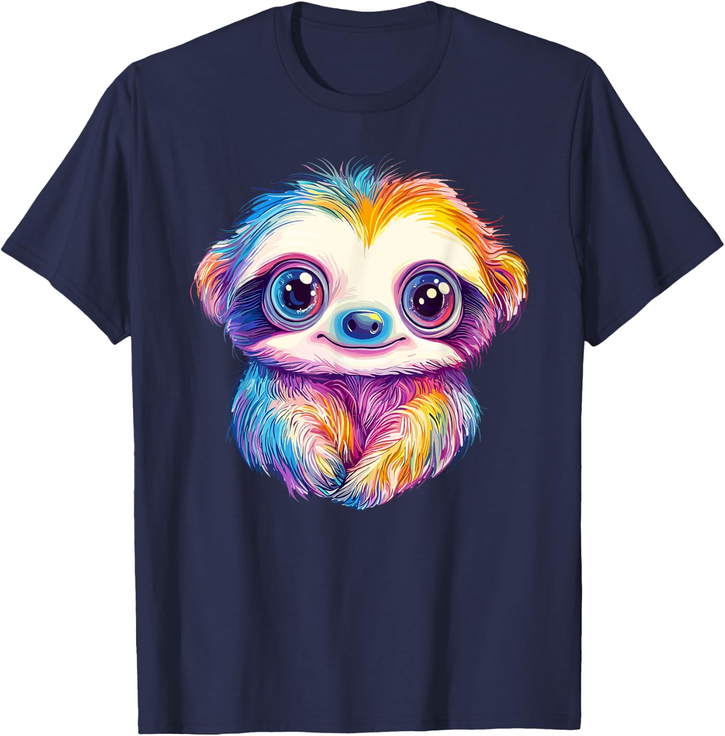 Colorful Rainbow Sloth T-Shirt - T-Shirt | Navy
