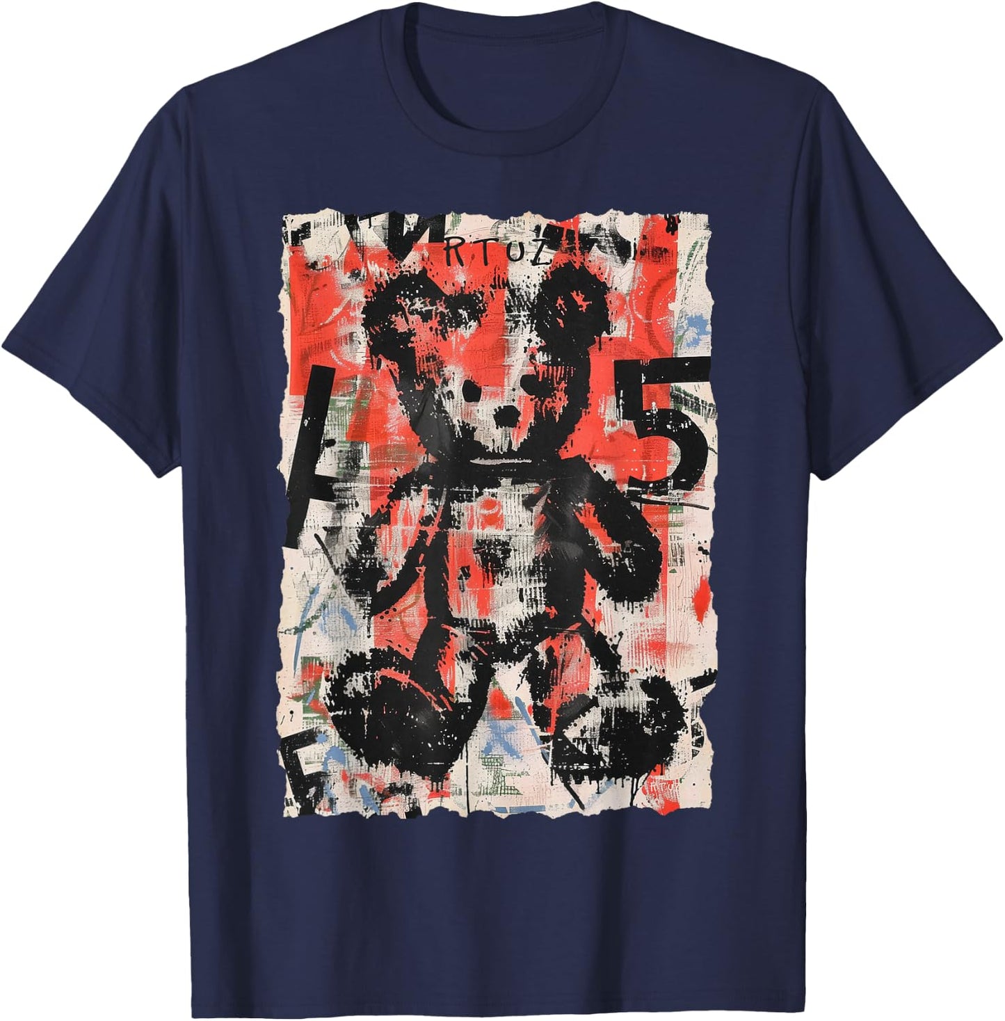 Teddy Bear Graffiti Vintage Teddy Streetwear Teddy , Black, S T-Shirt - T-Shirt | Navy