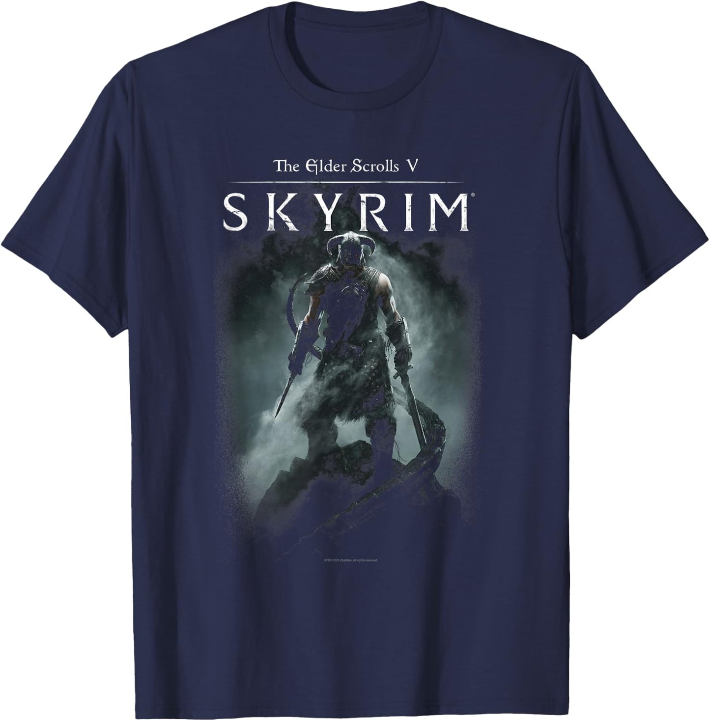 Ripple Junction x Elder Scrolls Dragonborn In Silhouette , Black, S T-Shirt - T-Shirt | Navy